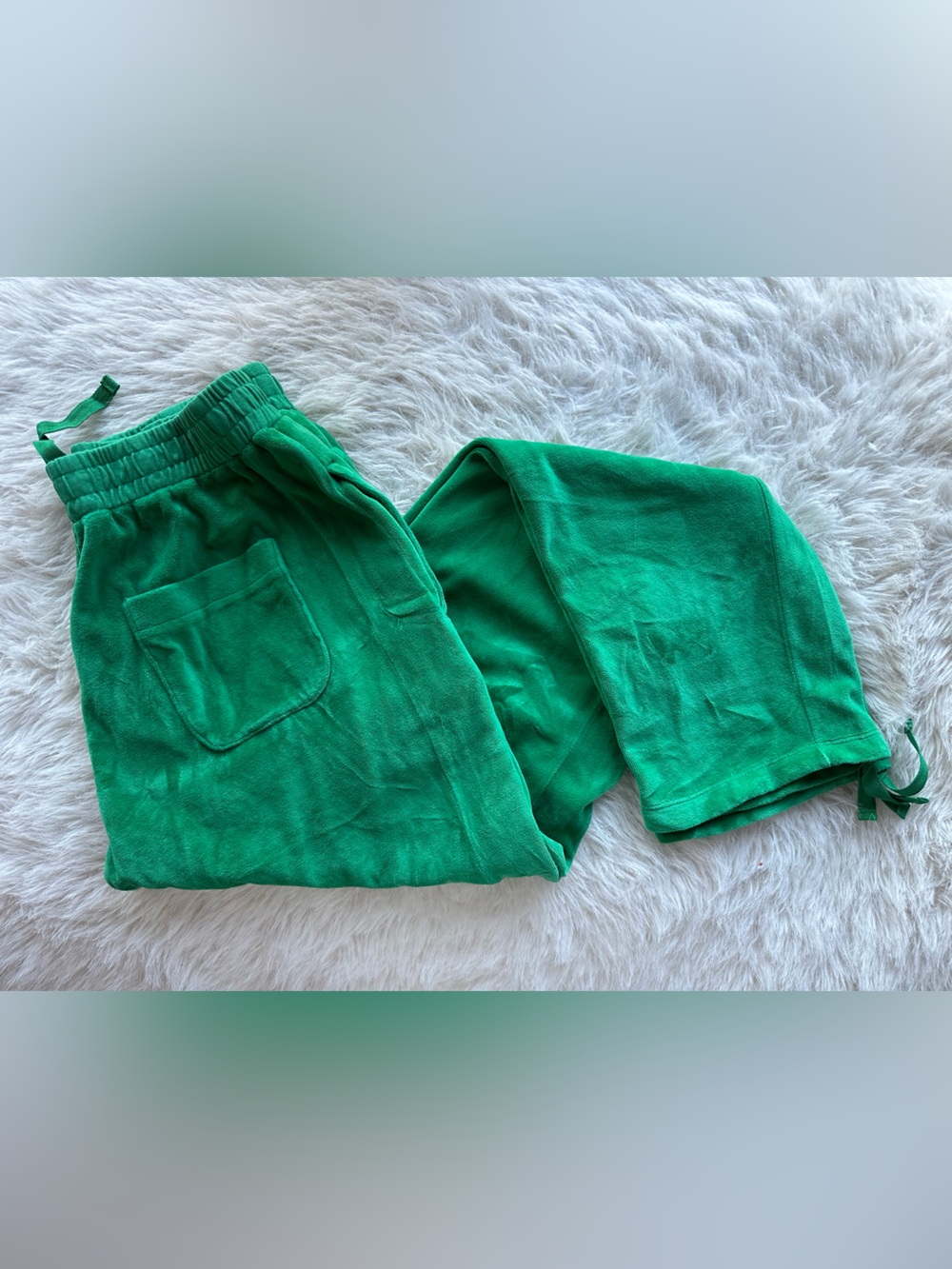 Suzi Kondi unisex green velour track pants Jelly been Green Pull-On Sweatpants S